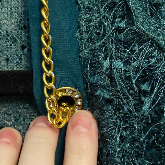 Unique Green Blazer with Chain Accent - Picture 5 of 5